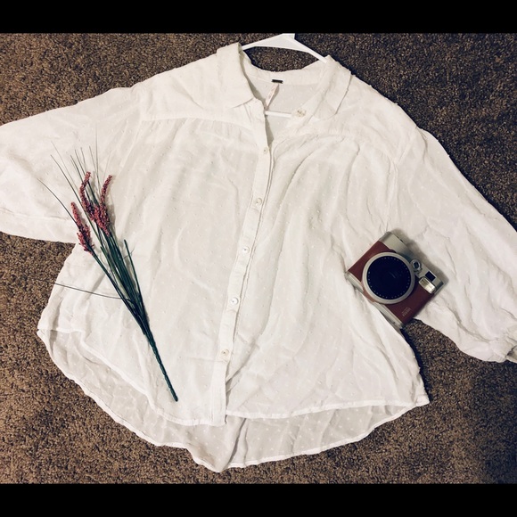 Free People White Swiss Button-Down Top - Picture 2 of 8